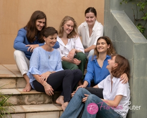 family portrait with adult kids and mum smiling