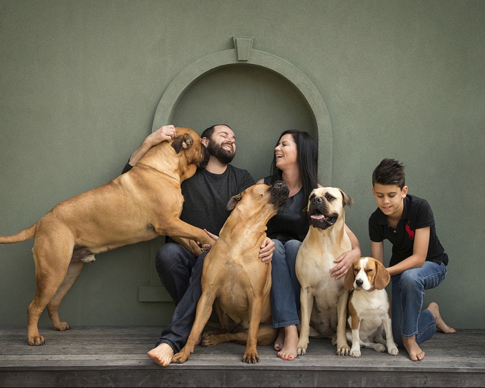 family photoshoot with dogs